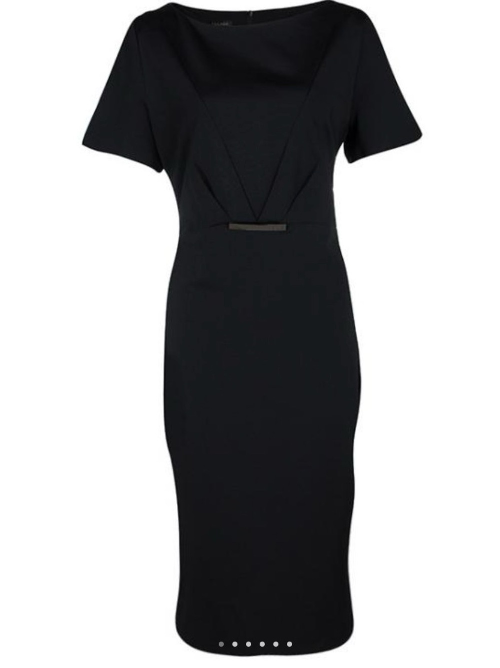 Escada Black Waist Plaque Detail Short Sleeve Dress